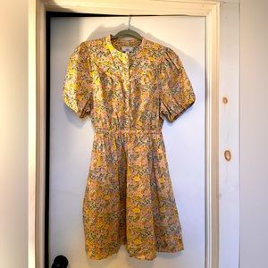JCrew x Liberty short sleeve button front dress. Super cute for summer.